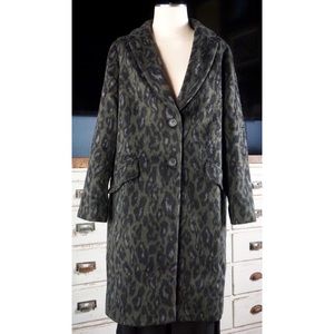 Anthropologie Frederica Green Leopard Faux Fur Coat New 12